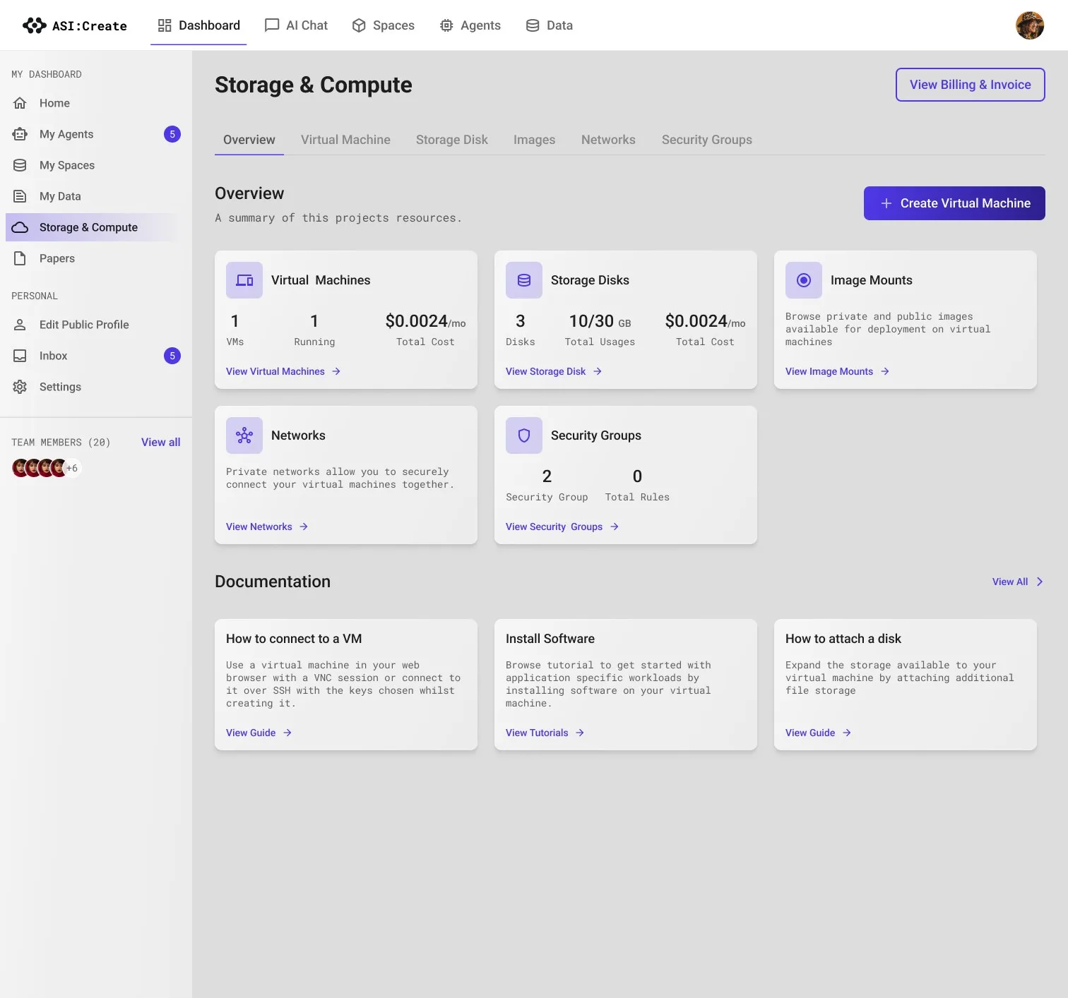 ASI:Create: storage & compute