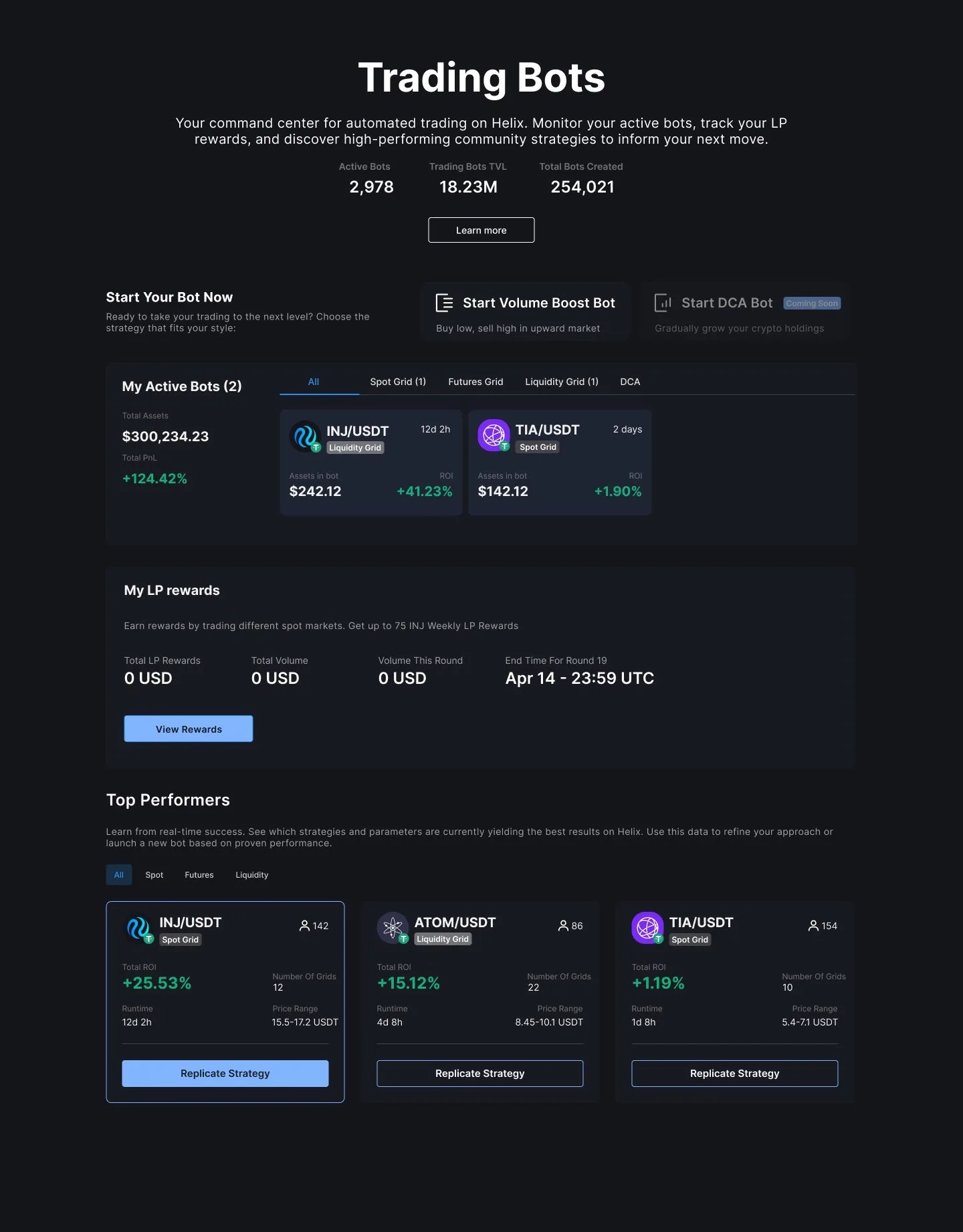 Helix Exchange: trading bots
