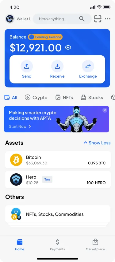 Hero Wallet: home