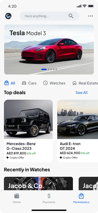 Hero Wallet: marketplace