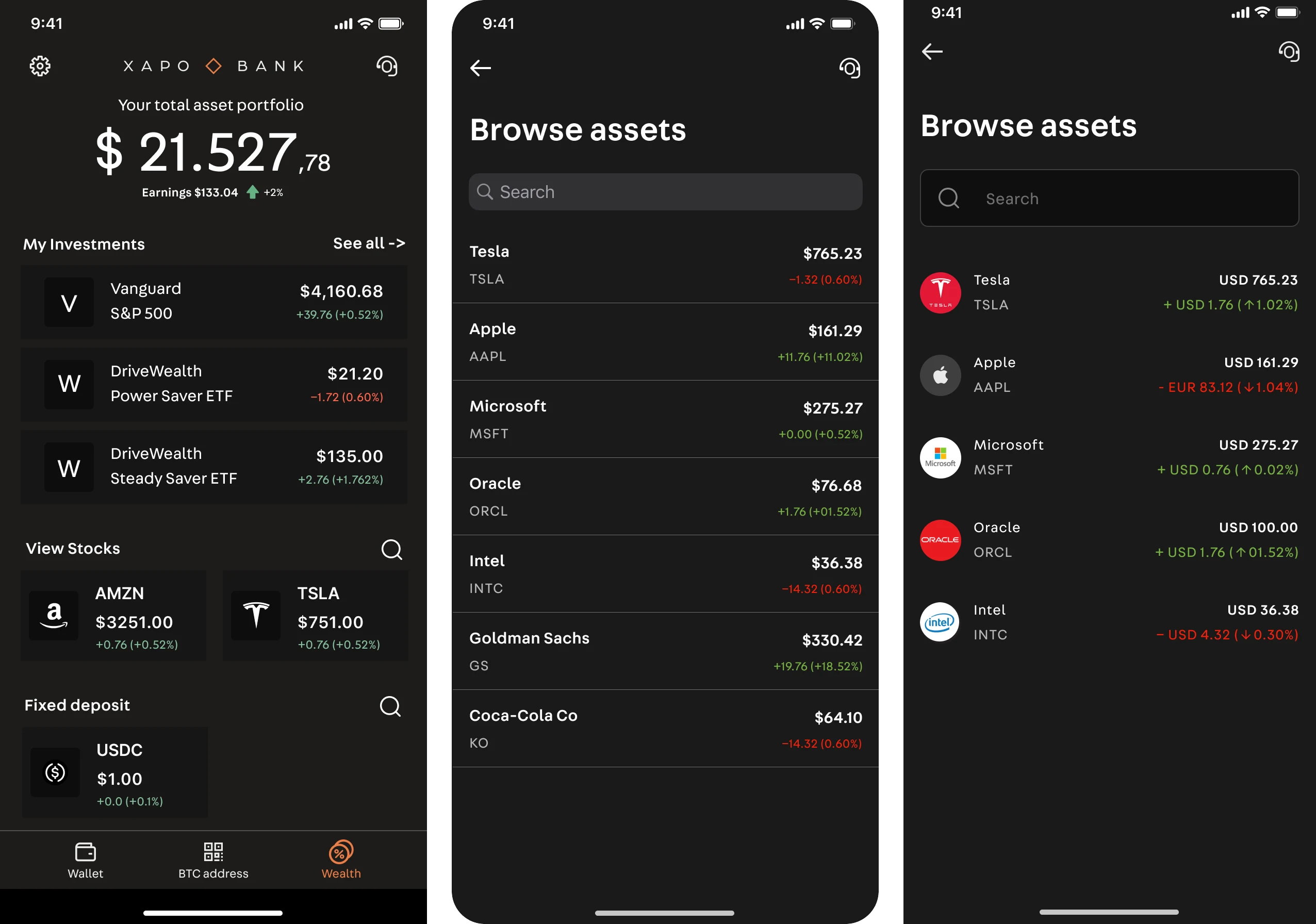 The browse-assets flow at three fidelity levels: early exploration, MVP, and shipped